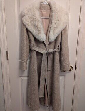 1970s Wool Coat Rabbit Fur Collar